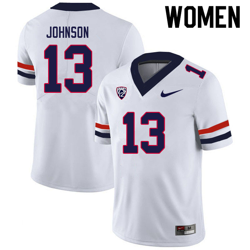 Women #13 Jalen Johnson Arizona Wildcats College Football Jerseys Sale-White